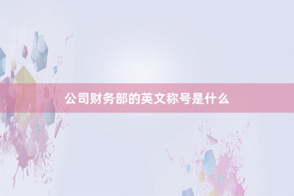公司财务部的英文称号是什么