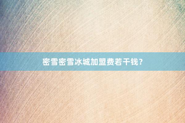 密雪密雪冰城加盟费若干钱？