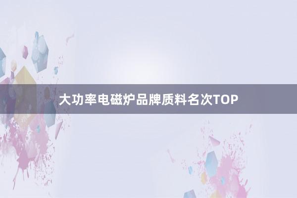 大功率电磁炉品牌质料名次TOP